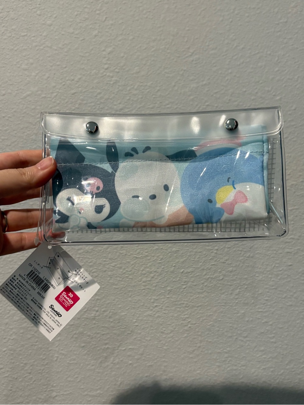 Sanrio Clear Vinyl Cosmetic Pouch with Blue Character Print
